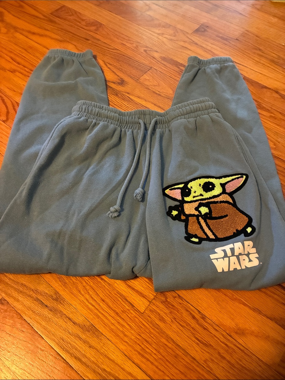 Star Wars Blue Sweatpants with Grogu Patch size S